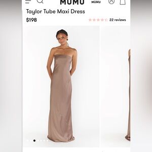Show Me Your Mumu Taylor Tube Maxi Dress in Dune Luxe Satin